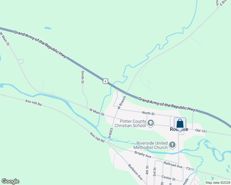 map of restaurants, bars, coffee shops, grocery stores, and more near Grand Army of the Republic Highway in Potter