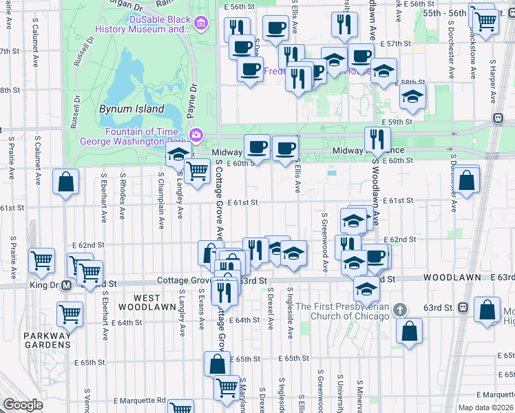 map of restaurants, bars, coffee shops, grocery stores, and more near in Chicago