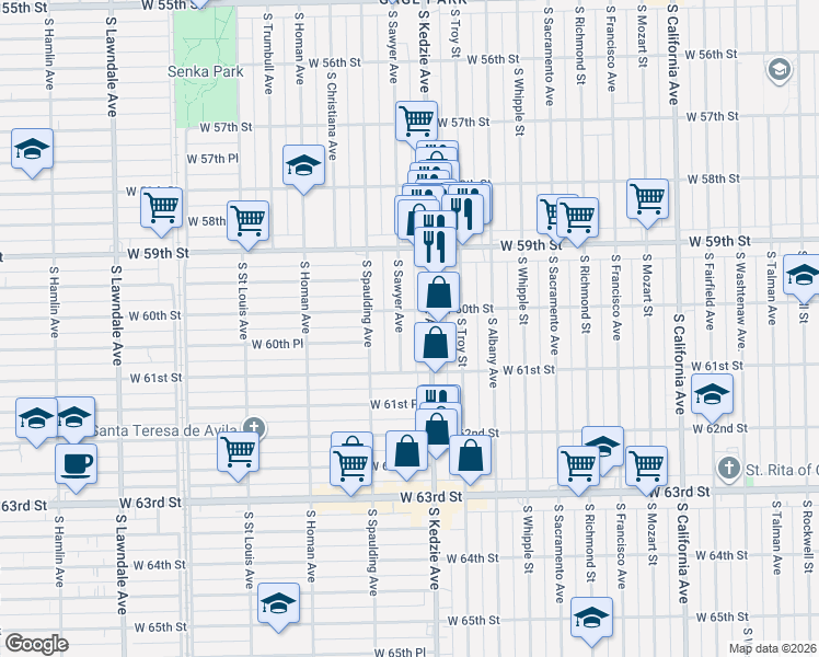 map of restaurants, bars, coffee shops, grocery stores, and more near in Chicago