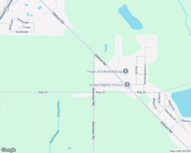 map of restaurants, bars, coffee shops, grocery stores, and more near 69861 Sherman Road in Edwardsburg