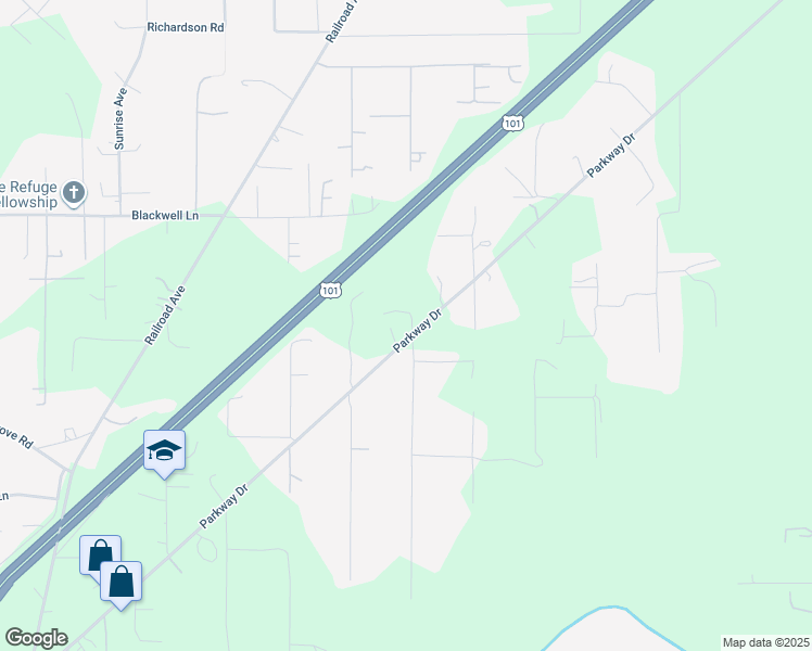 map of restaurants, bars, coffee shops, grocery stores, and more near 2022 Parkway Drive in Crescent City
