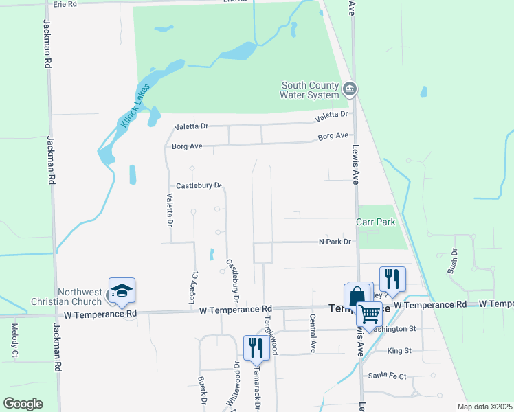 map of restaurants, bars, coffee shops, grocery stores, and more near 9154 Pheasant Drive in Temperance