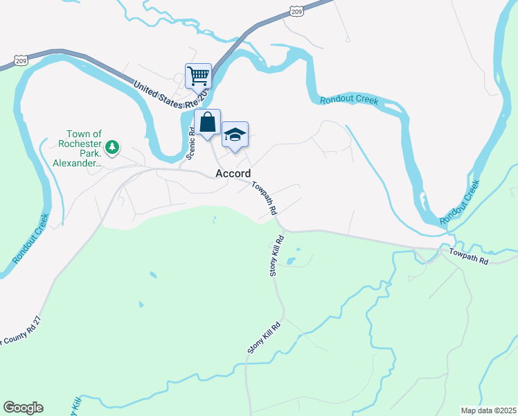 map of restaurants, bars, coffee shops, grocery stores, and more near 32 Towpath Road in Accord