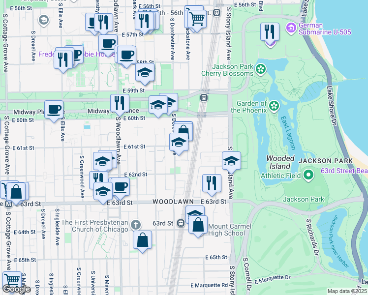 map of restaurants, bars, coffee shops, grocery stores, and more near in Chicago