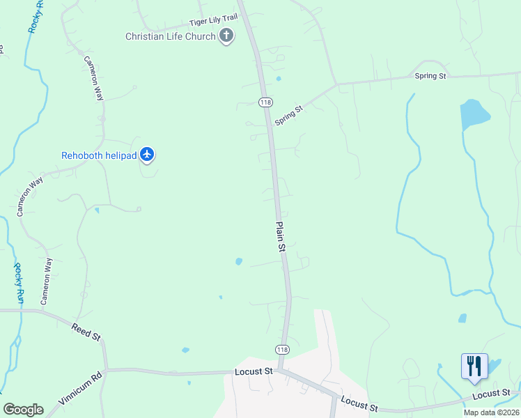 map of restaurants, bars, coffee shops, grocery stores, and more near 276 Plain Street in Rehoboth