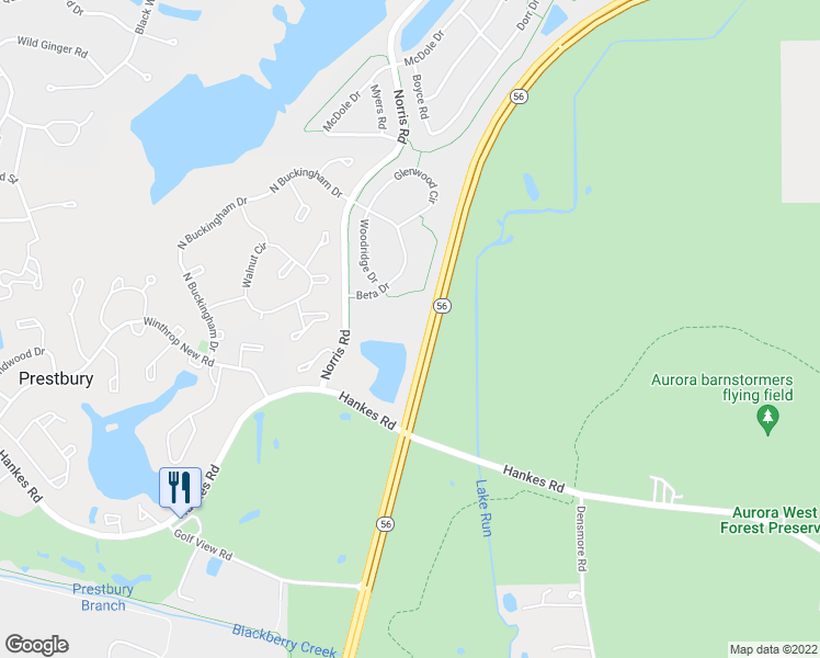 map of restaurants, bars, coffee shops, grocery stores, and more near 1671 Beta Drive in Sugar Grove