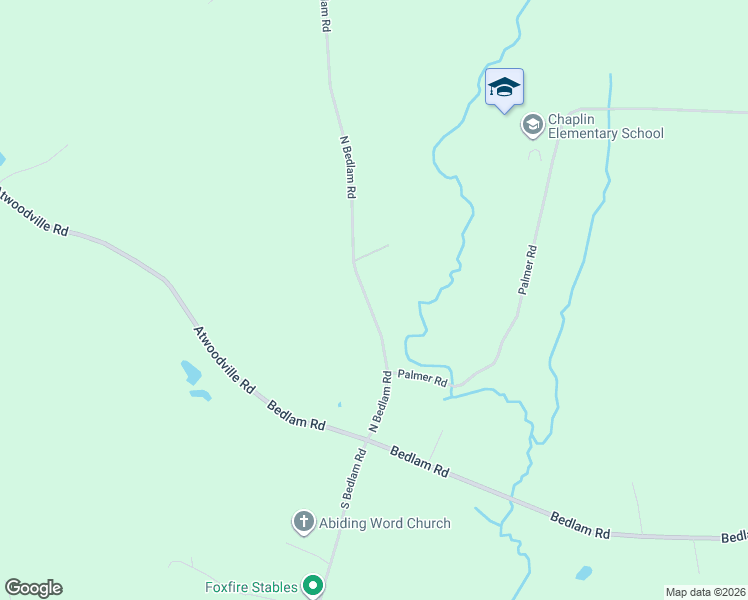 map of restaurants, bars, coffee shops, grocery stores, and more near 66 North Bedlam Road in Chaplin