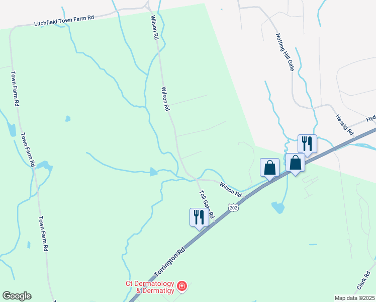 map of restaurants, bars, coffee shops, grocery stores, and more near 46 Wilson Road in Litchfield