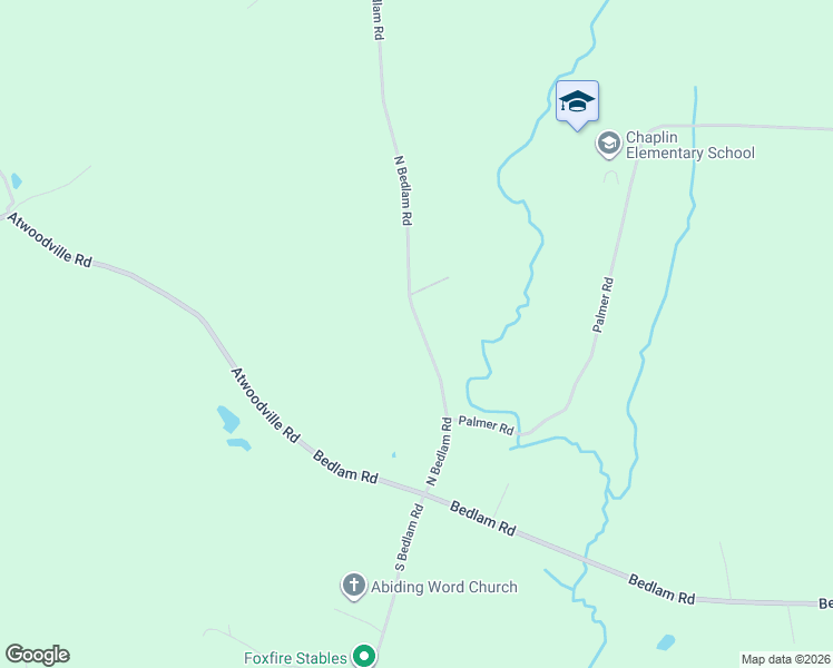 map of restaurants, bars, coffee shops, grocery stores, and more near 66 Bedlam Road in Chaplin