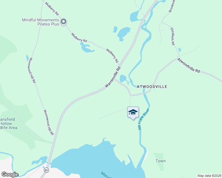 map of restaurants, bars, coffee shops, grocery stores, and more near 354 Warrenville Road in Mansfield