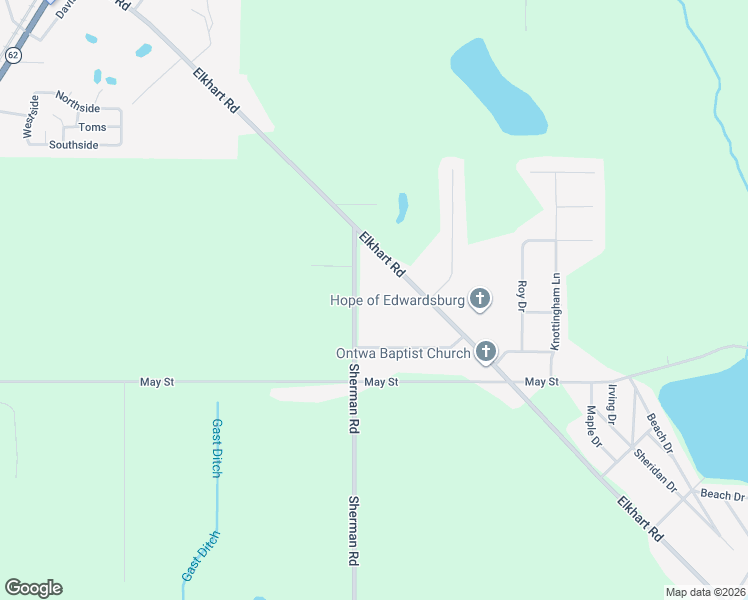 map of restaurants, bars, coffee shops, grocery stores, and more near 69861 Sherman Road in Edwardsburg