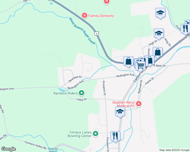 map of restaurants, bars, coffee shops, grocery stores, and more near 940 Redington Avenue in Troy