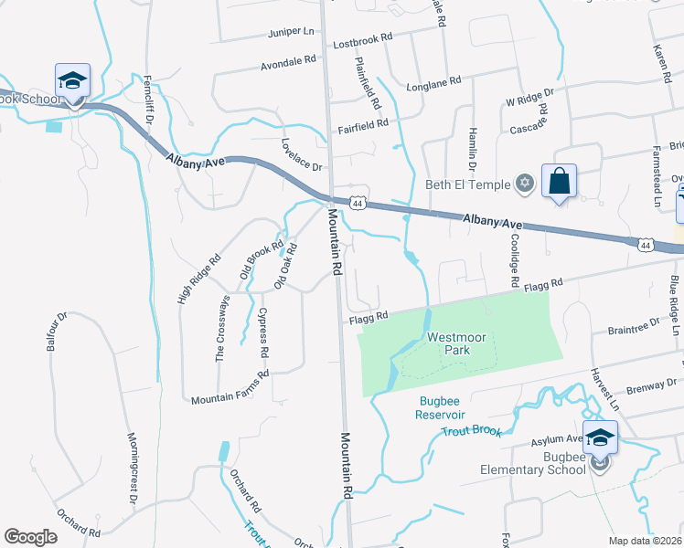 map of restaurants, bars, coffee shops, grocery stores, and more near 607 Mountain Road in West Hartford