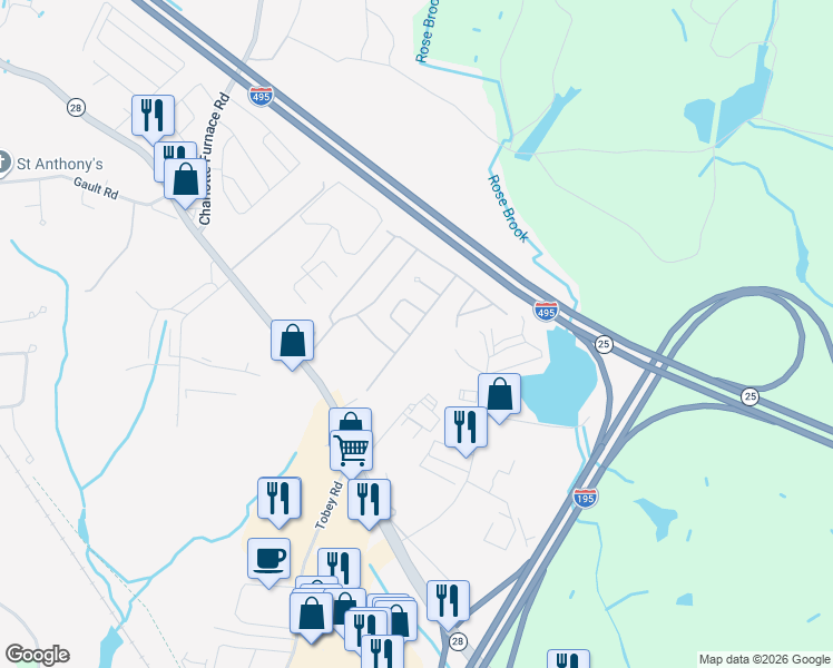 map of restaurants, bars, coffee shops, grocery stores, and more near 122 Pine View Terrace in Wareham