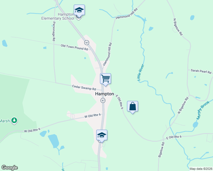 map of restaurants, bars, coffee shops, grocery stores, and more near 270 Main Street in Hampton