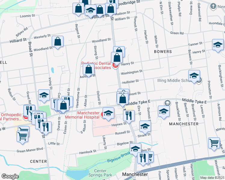 map of restaurants, bars, coffee shops, grocery stores, and more near 28 Sterling Place in Manchester