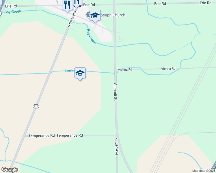 map of restaurants, bars, coffee shops, grocery stores, and more near 9324 Summit Street in Erie
