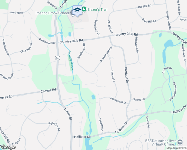 map of restaurants, bars, coffee shops, grocery stores, and more near 63 Brookmoor Road in Avon