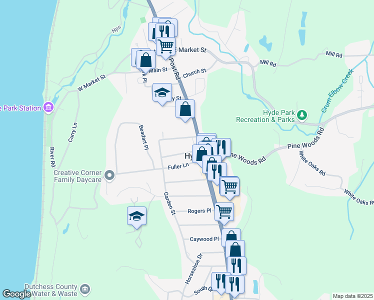 map of restaurants, bars, coffee shops, grocery stores, and more near 11 Parker Avenue in Hyde Park