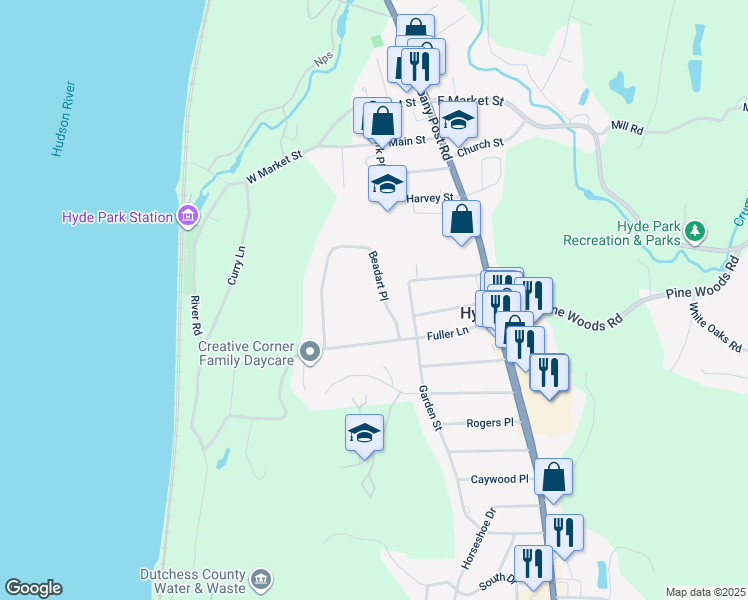 map of restaurants, bars, coffee shops, grocery stores, and more near 47 Beadart Place in Hyde Park
