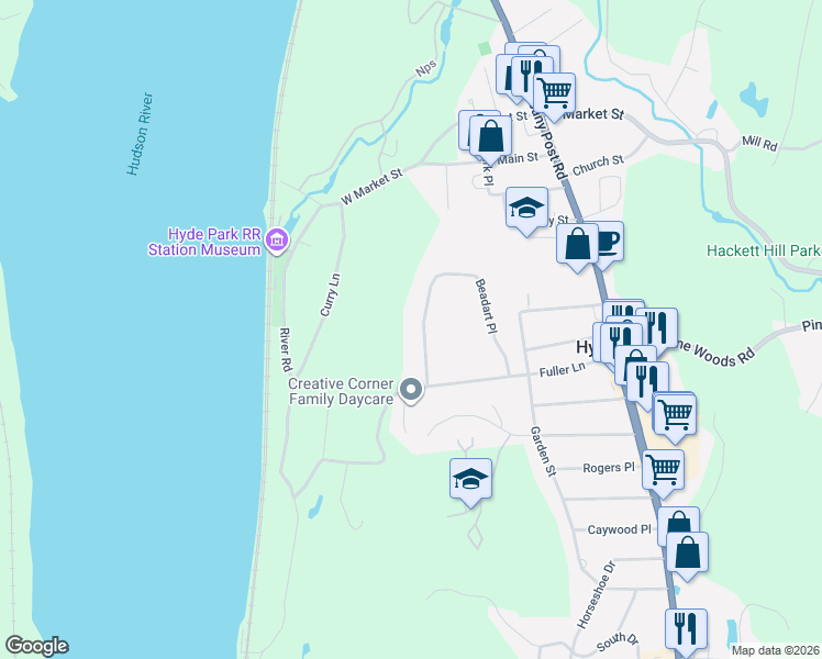 map of restaurants, bars, coffee shops, grocery stores, and more near 9 Beadart Place in Hyde Park