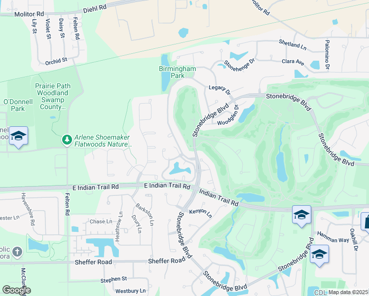 map of restaurants, bars, coffee shops, grocery stores, and more near 2329 Legacy Drive in Aurora