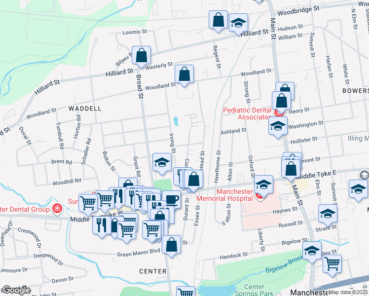map of restaurants, bars, coffee shops, grocery stores, and more near 84 Congress Street in Manchester
