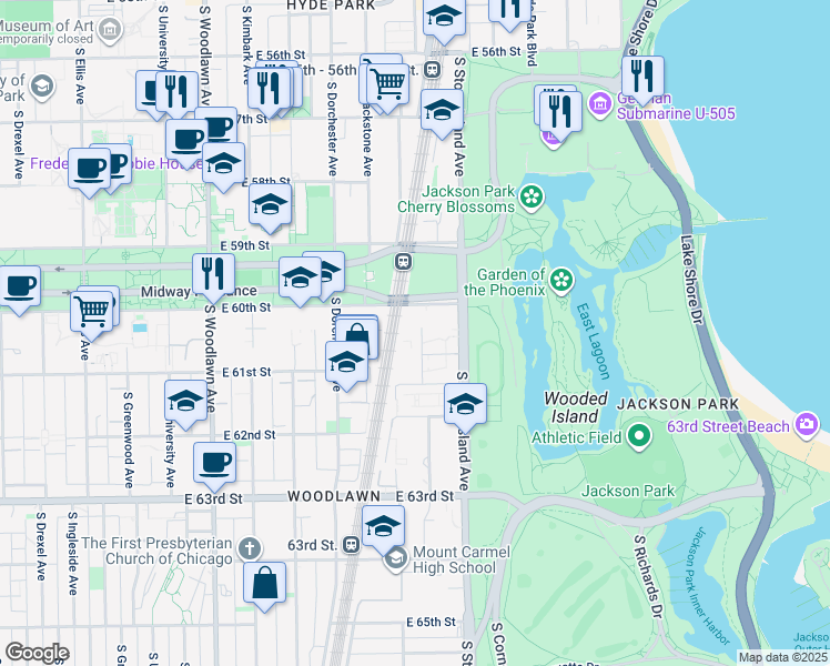 map of restaurants, bars, coffee shops, grocery stores, and more near in Chicago
