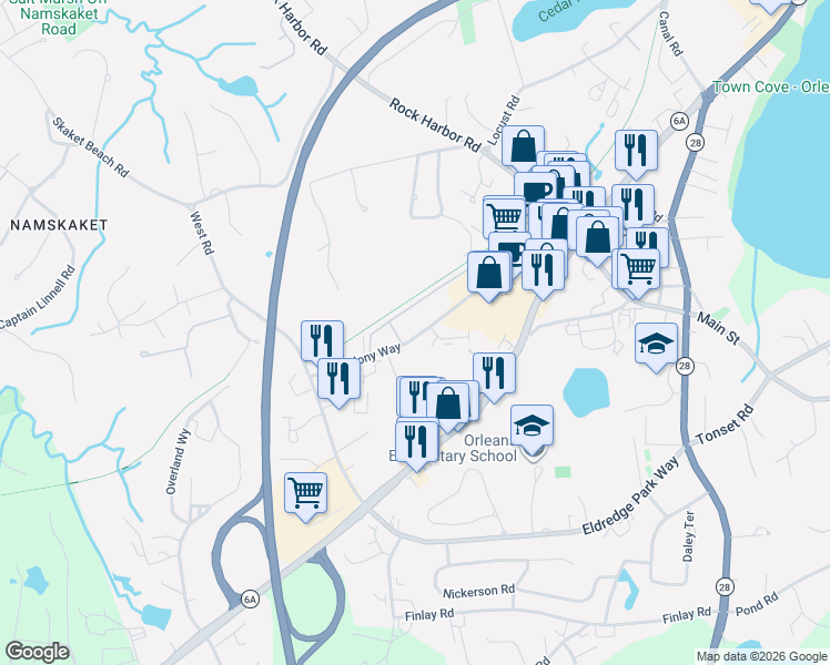 map of restaurants, bars, coffee shops, grocery stores, and more near in Orleans
