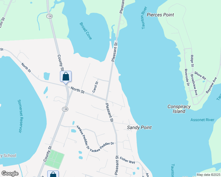 map of restaurants, bars, coffee shops, grocery stores, and more near 846 Pleasant Street in Somerset