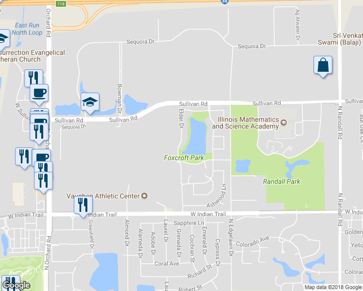 map of restaurants, bars, coffee shops, grocery stores, and more near 1451 Elder Drive in Aurora
