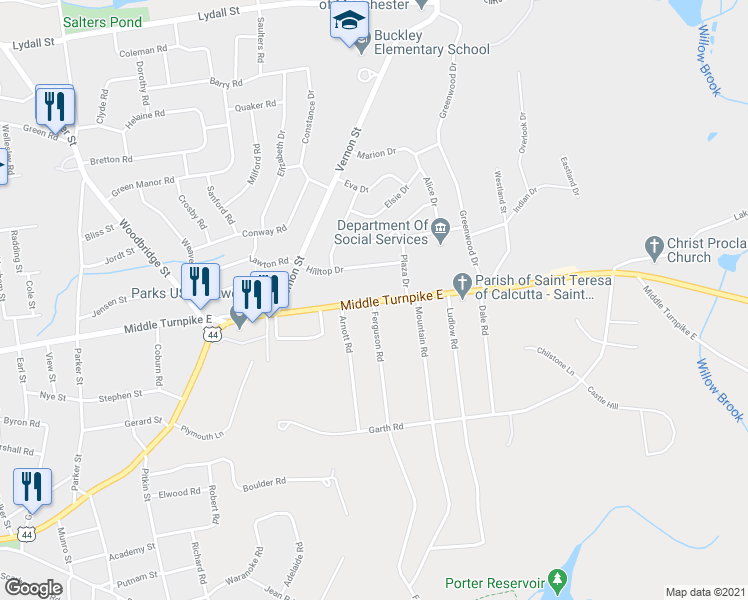 map of restaurants, bars, coffee shops, grocery stores, and more near in Manchester