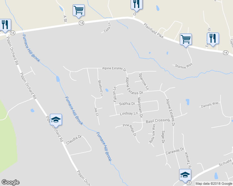 map of restaurants, bars, coffee shops, grocery stores, and more near 4 Swan Court in Cranston