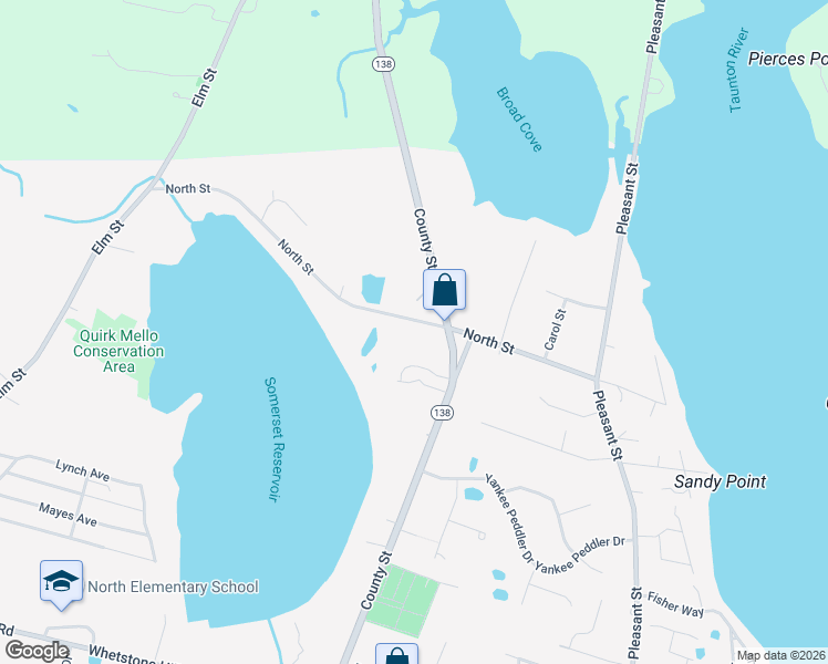 map of restaurants, bars, coffee shops, grocery stores, and more near 583 North Street in Somerset