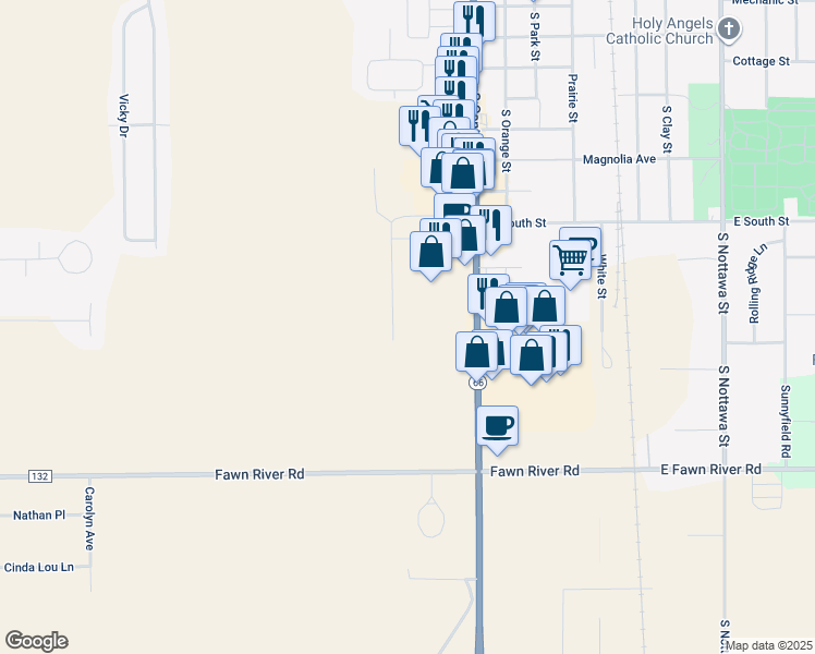 map of restaurants, bars, coffee shops, grocery stores, and more near 1340 Cato Lane in Sturgis