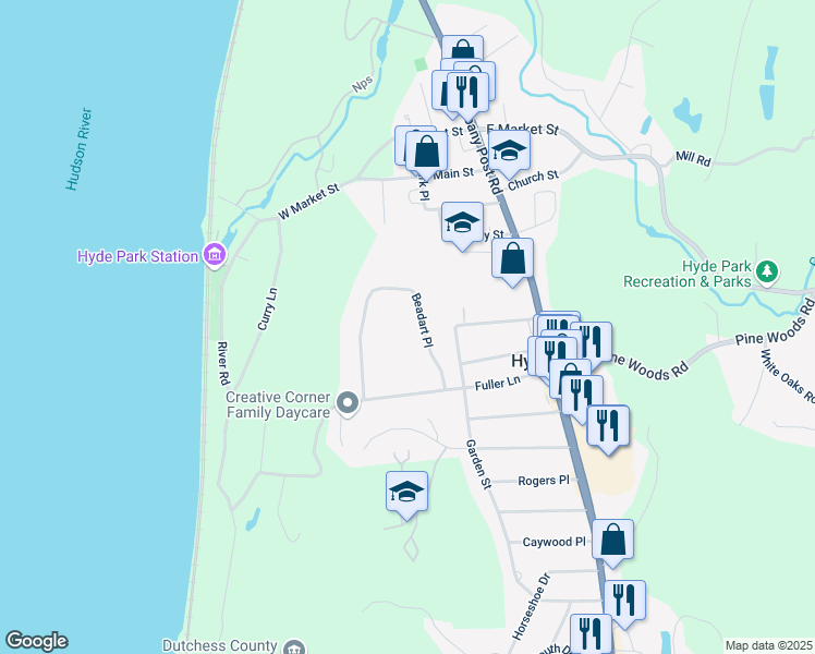 map of restaurants, bars, coffee shops, grocery stores, and more near 8 Beadart Place in Hyde Park
