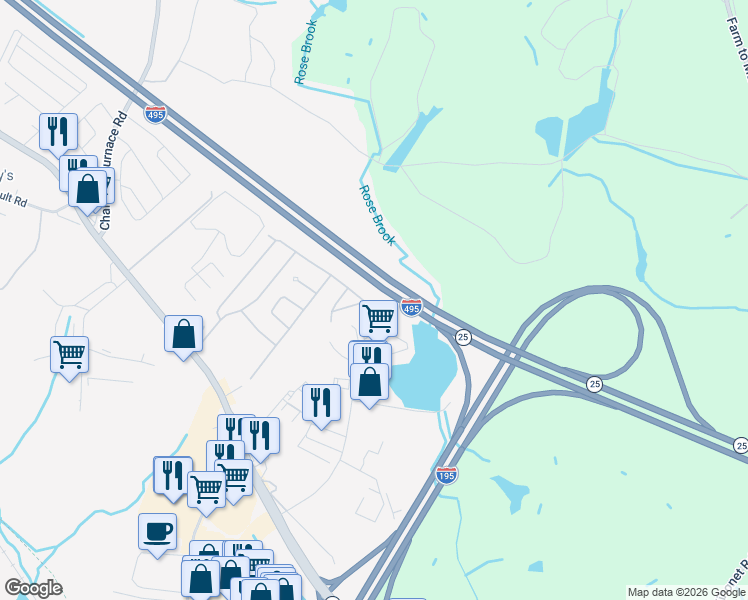 map of restaurants, bars, coffee shops, grocery stores, and more near 207 Windswept Road in Wareham