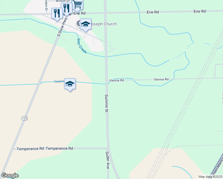 map of restaurants, bars, coffee shops, grocery stores, and more near 9324 Summit Street in Erie