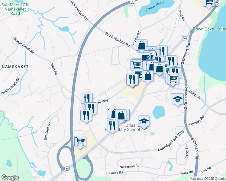 map of restaurants, bars, coffee shops, grocery stores, and more near in Orleans