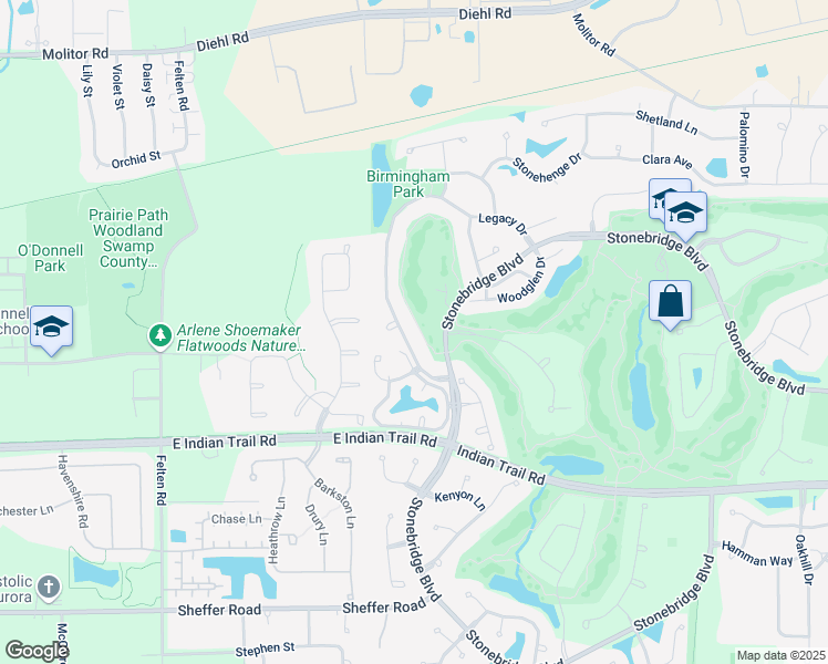 map of restaurants, bars, coffee shops, grocery stores, and more near 2329 Legacy Drive in Aurora