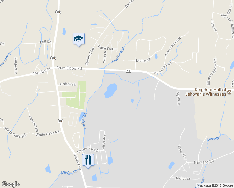 map of restaurants, bars, coffee shops, grocery stores, and more near 42 Crum Elbow Road in Hyde Park