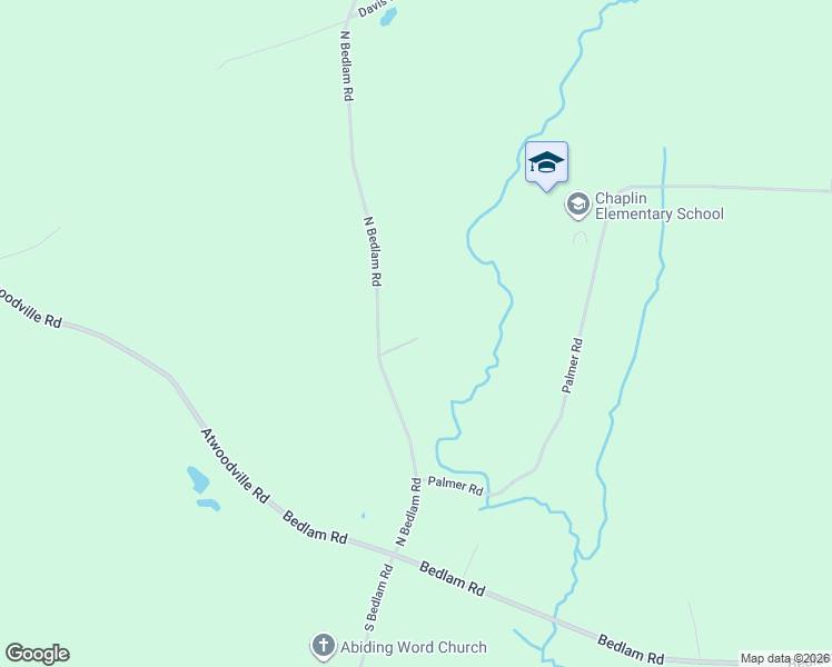 map of restaurants, bars, coffee shops, grocery stores, and more near 66 North Bedlam Road in Chaplin