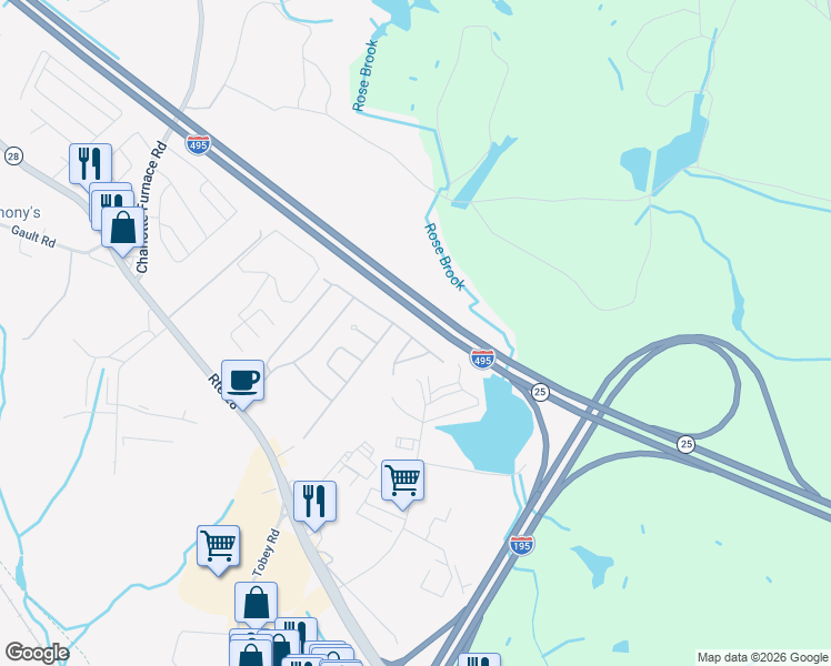 map of restaurants, bars, coffee shops, grocery stores, and more near 207 Windswept Road in Wareham