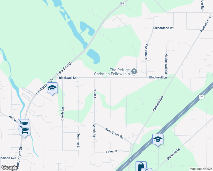 map of restaurants, bars, coffee shops, grocery stores, and more near 1145 Blackwell Lane in Crescent City