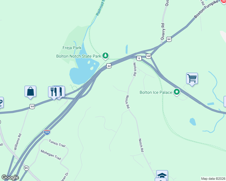 map of restaurants, bars, coffee shops, grocery stores, and more near 15 Wall Street in Bolton