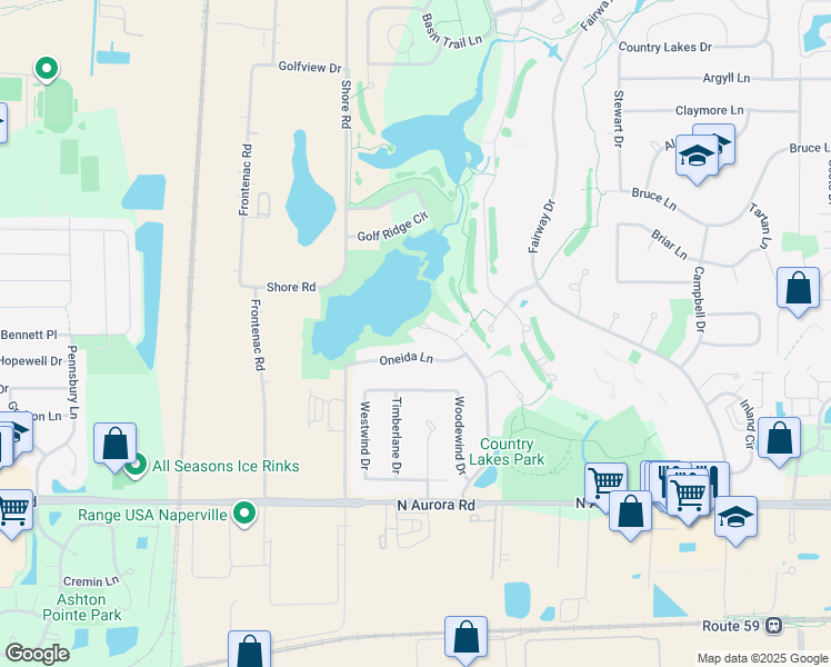map of restaurants, bars, coffee shops, grocery stores, and more near 956 Genesse Court in Naperville