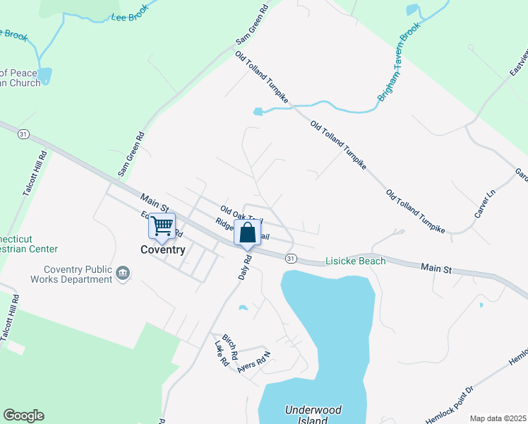 map of restaurants, bars, coffee shops, grocery stores, and more near 136 Buena Vista Road in Coventry
