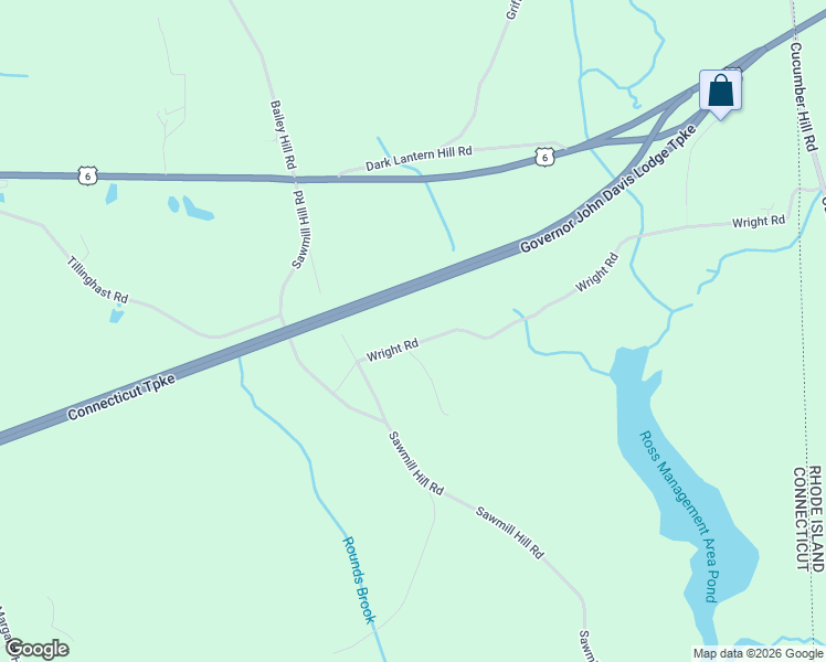 map of restaurants, bars, coffee shops, grocery stores, and more near 32 Wright Road in Killingly