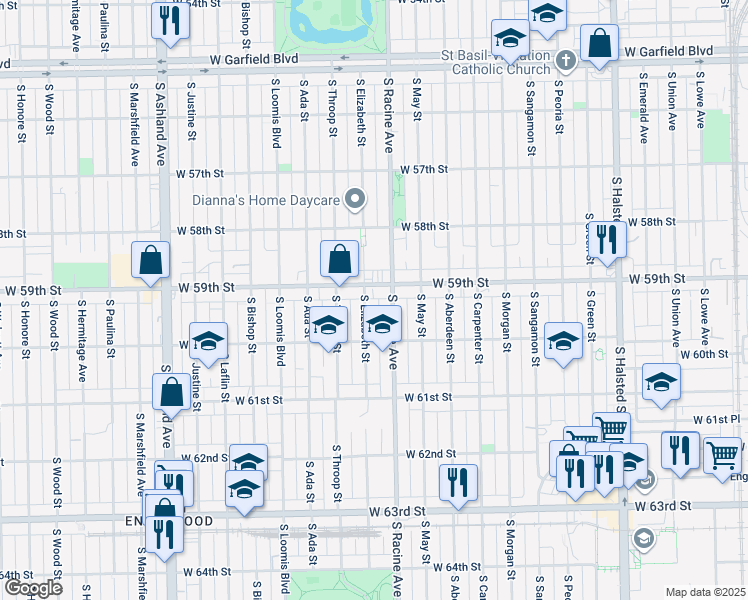 map of restaurants, bars, coffee shops, grocery stores, and more near in Chicago