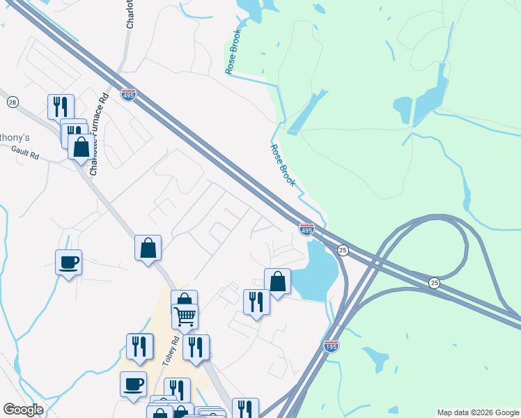 map of restaurants, bars, coffee shops, grocery stores, and more near 197 Windswept Road in Wareham